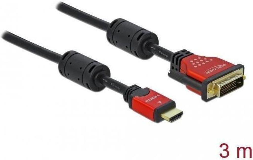 DELOCK HDMI Kabel HDMI A -> DVI(18+1) St/St 3.00m Premium