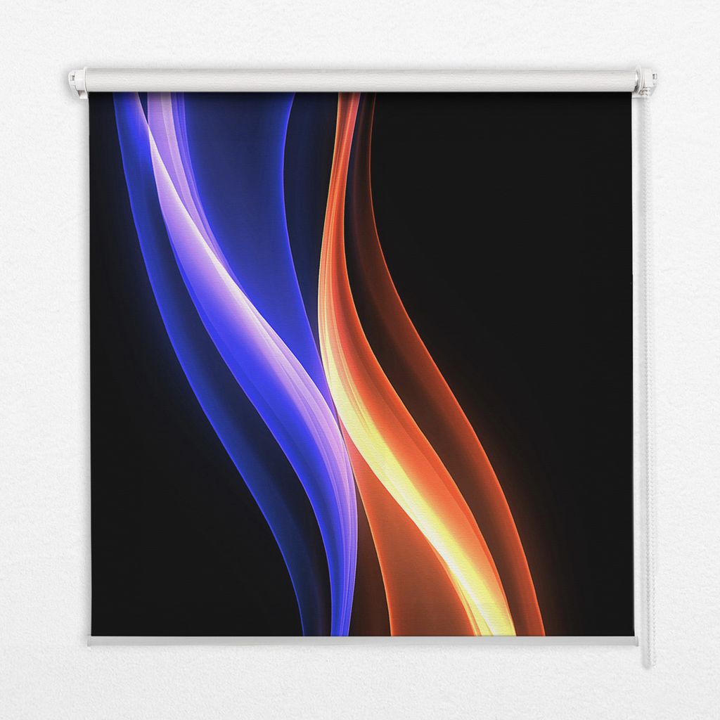Seitenzug-Rollo Fensterrollo Jalousie - Lichtdurchlässig Springrollos - 80x240 cm - Orange-Blau-Animation