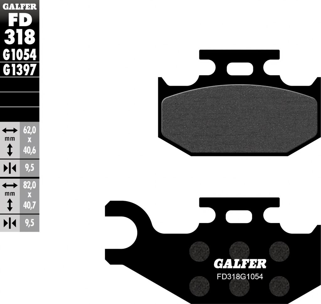 Bremsbeläge Set Galfer 2x FD318G1054 Semi-Metall vorne für Bombardier - Can-am Outlander 4x4 Max, Suzuki LT-F Eiger F 2x4 LT-A King Quad XXC XMR ...
