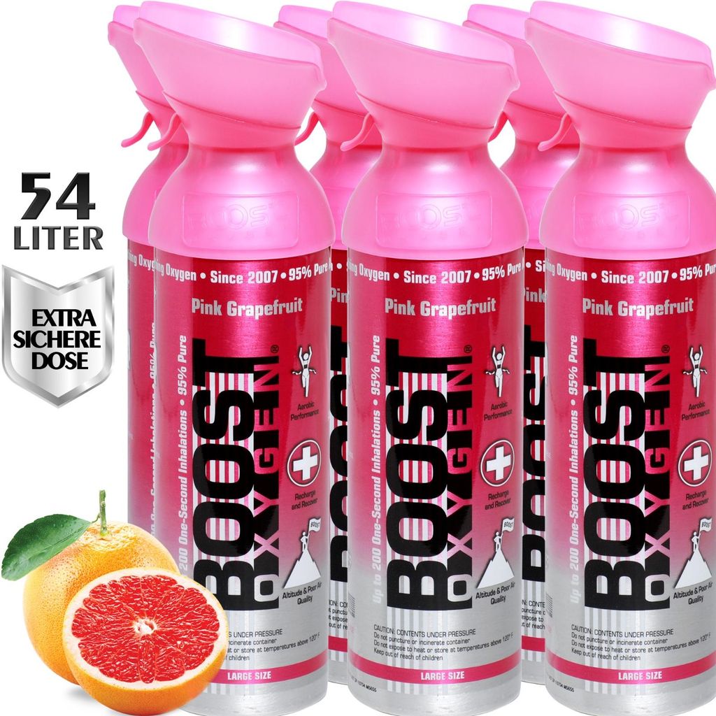 Zusätzlicher Sauerstoff in Dose Boost Oxygen Pink Grapefruit, groß, 6x9L