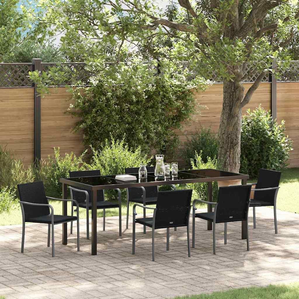 Maison Exclusive - Garten Essgruppe 7 pcs Schwarz und Grau PE-Rattan