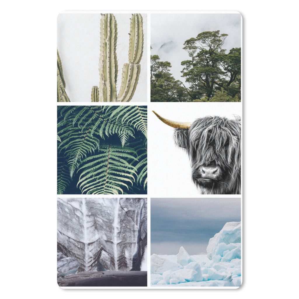 MuchoWow Mauspad Mousepad Schottischer Highlander - Collage - Kaktus - Pflanzen 18x27 cm - Mousepads - Maus Mat - Pad - Mausunterlage