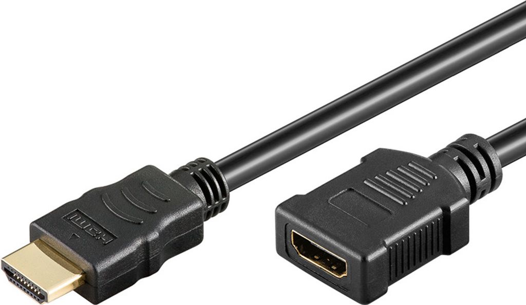 High-Speed-HDMI -Kabel mit Ethernet, vergoldete Stecker, Stecker A an Kupplung A, schwarz, 0,5m, Good Connections