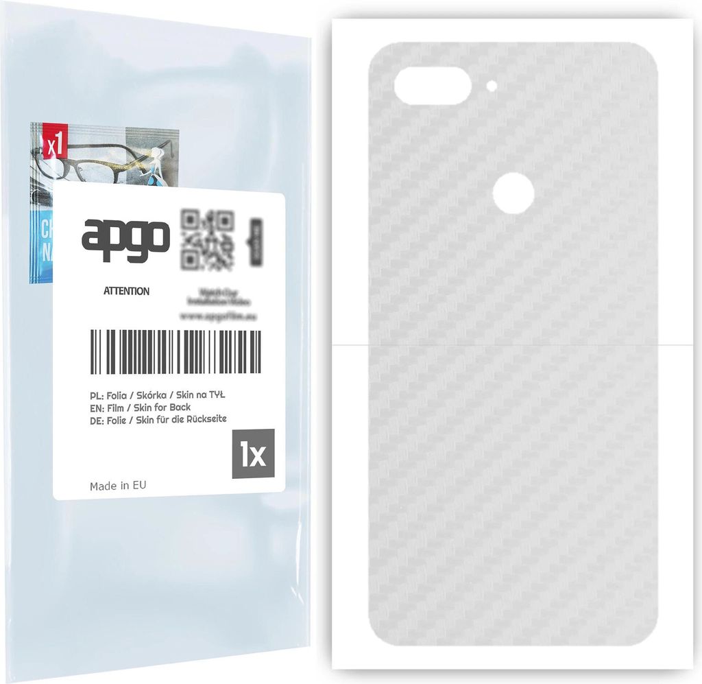 apgo Rückseite Schutzfolie für Xiaomi Mi 8 Lite - Hinten Schutzfolie Carbon Transparent (durchsichtig), Rückseite Folie schützt vor Kratzern un...