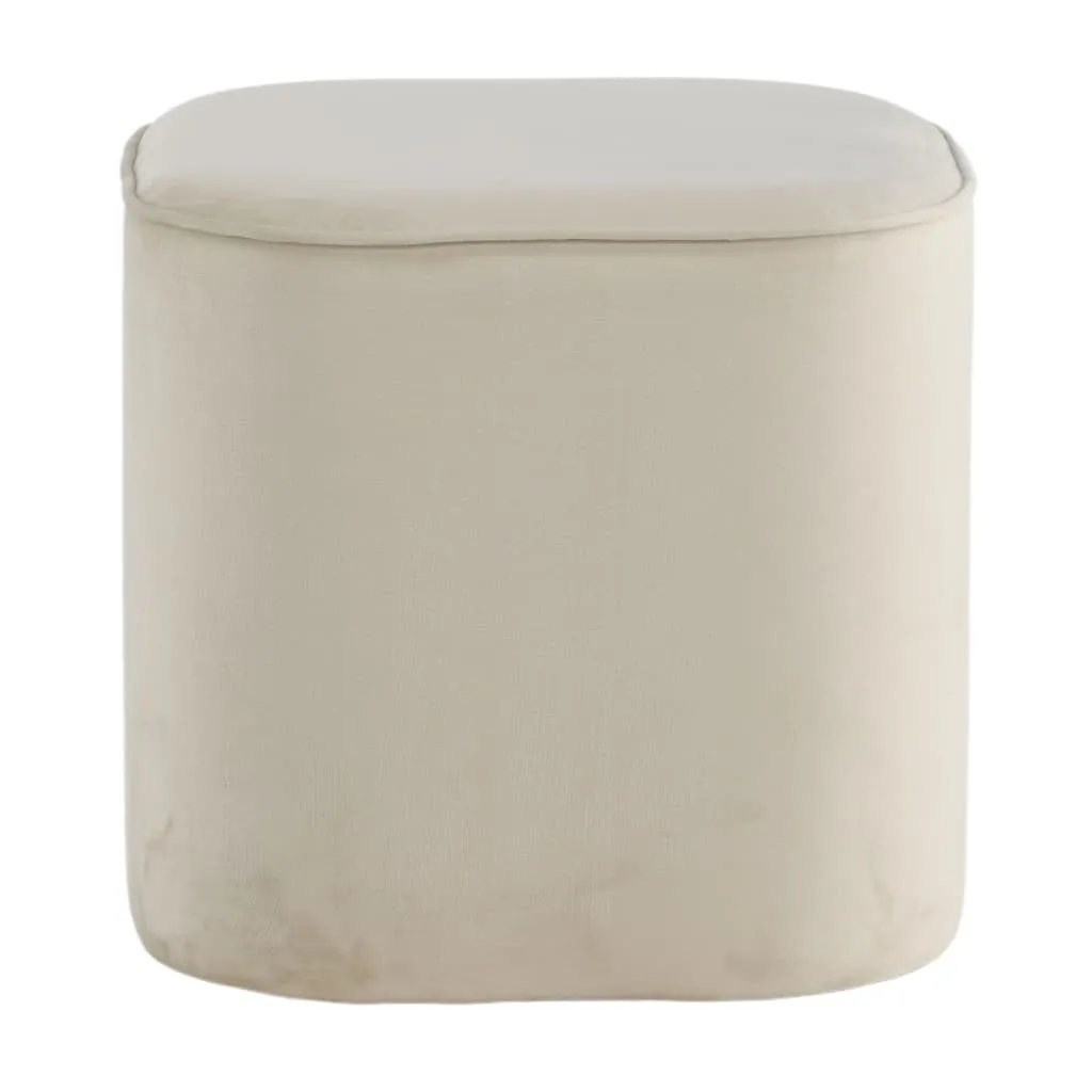 Pouf rond Ø44cm repose-pieds velours blanc assise d'appoint moderne - 12