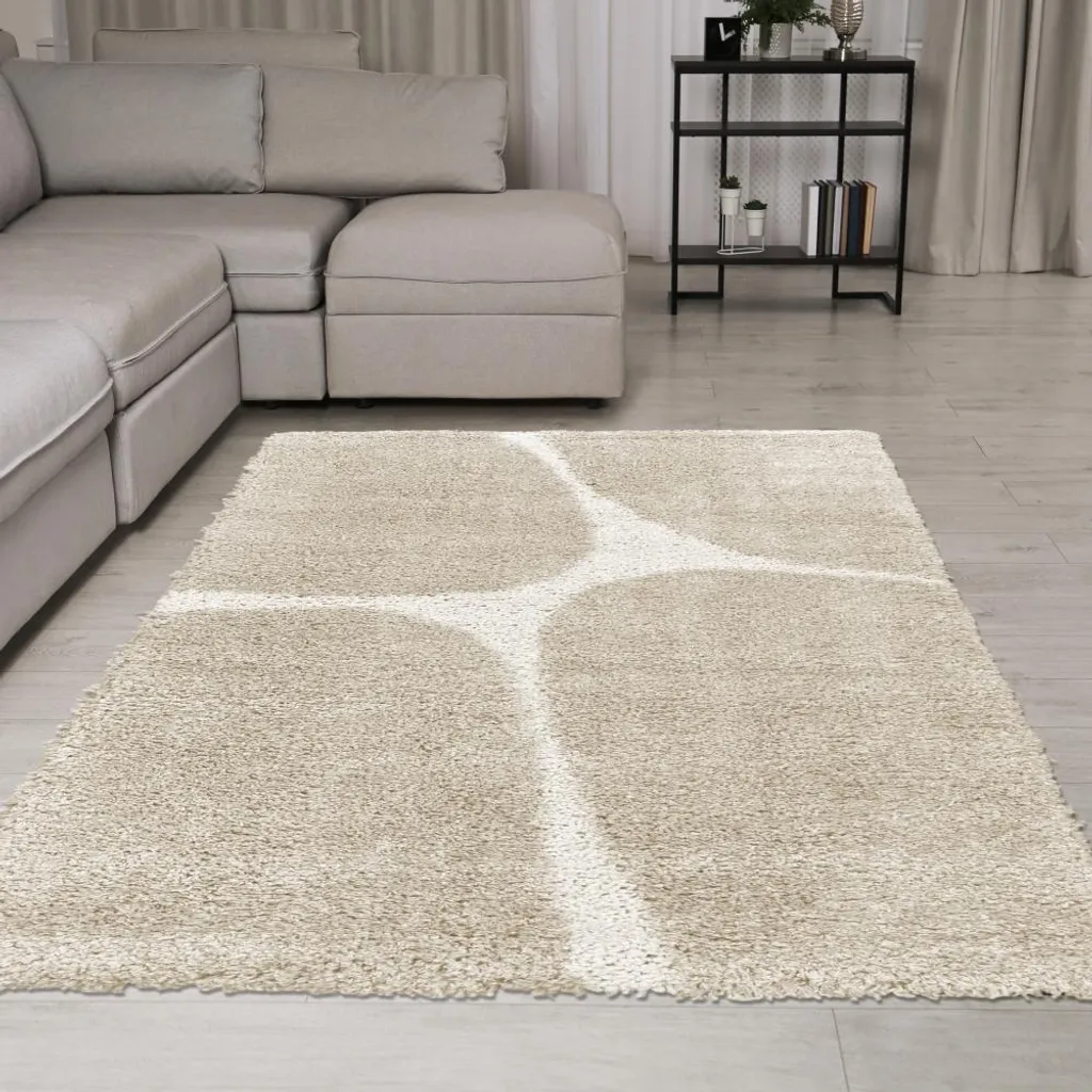 Tapis de salon confortable crème beige pour ambiance chaleureuse 120x170