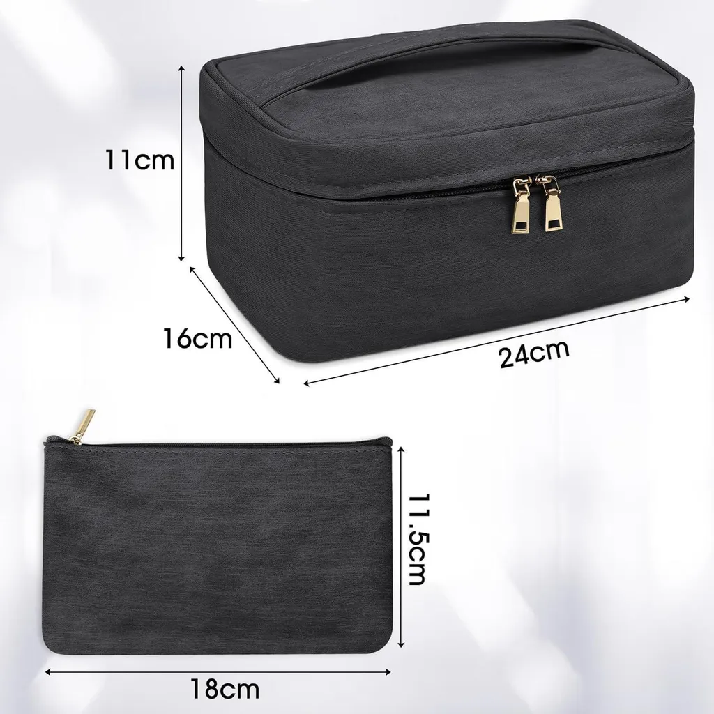 Trousse de maquillage étanche grande capacité avec compartiments et zip - 5