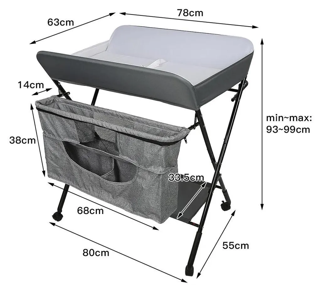 Table à langer réglable en hauteur - Pliage compact et panier intégré - 6