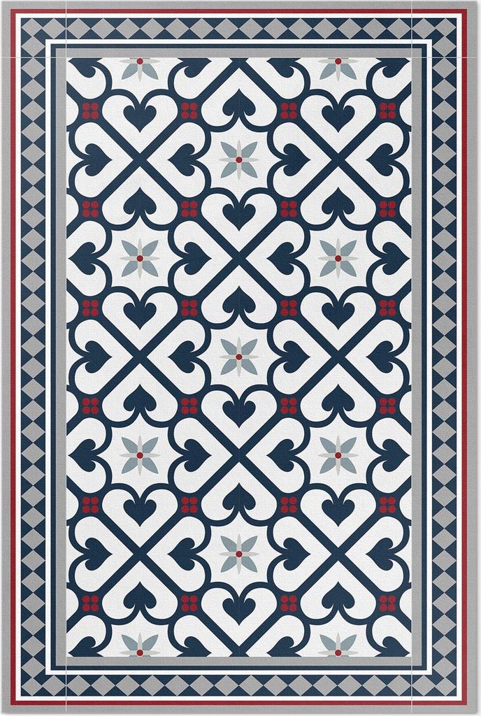 Floral rhombus dekorative fliesen – Vinyl Fußmatte – 140x210 cm – Rutschfest, Pflegeleicht & Langlebig