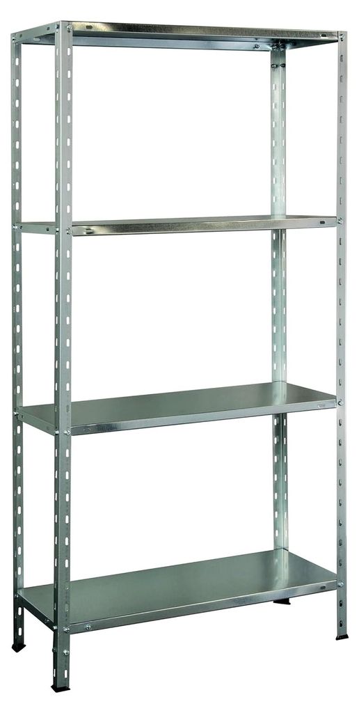 MIKRO NC1 Lagerregal mit 4 Regalböden, 150x75x30 cm, Fachlast 40 kg, höhenverstellbare Einlegeböden, verzinktes Metall, Silber