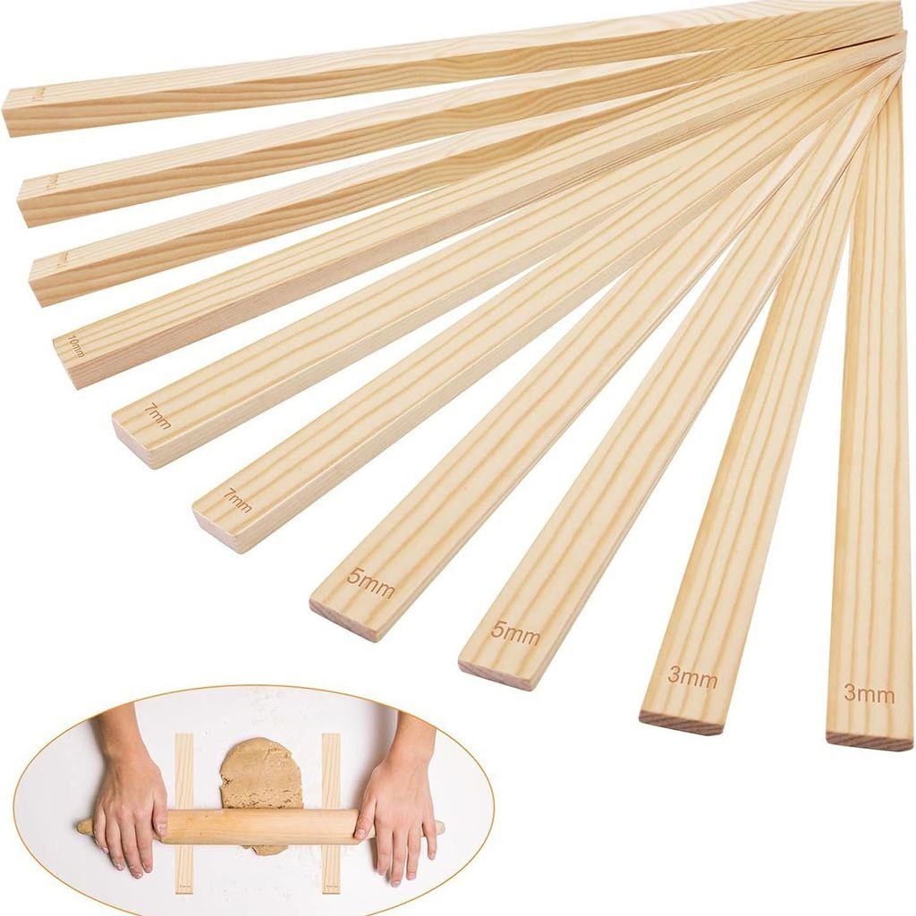 10 Stück Töpferei Lehr Rollschlammstab Führungsstäbchen in 5 Größen, Holz-Tiefenführung, Töpferwerkzeuge, Ton-Werkzeug