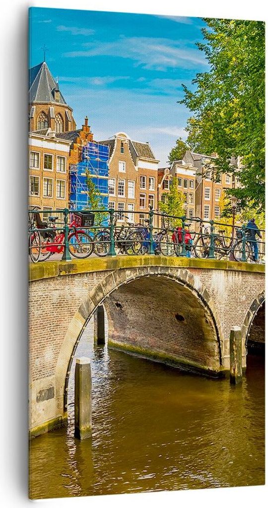 Bild auf Leinwand - Leinwandbild - amsterdam Bögen Architektur Gebäude - 65x120cm - Wand Bild - Wanddeko - Leinwanddruck - Bilder - Kunstdruck - ...