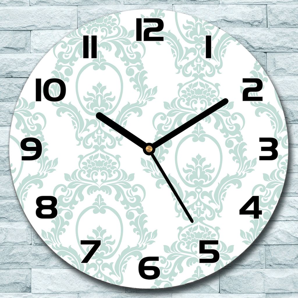Wanduhr aus Glas Rund fi 30 Stil blau weiß Quarz Deko Schlafzimmer Büro