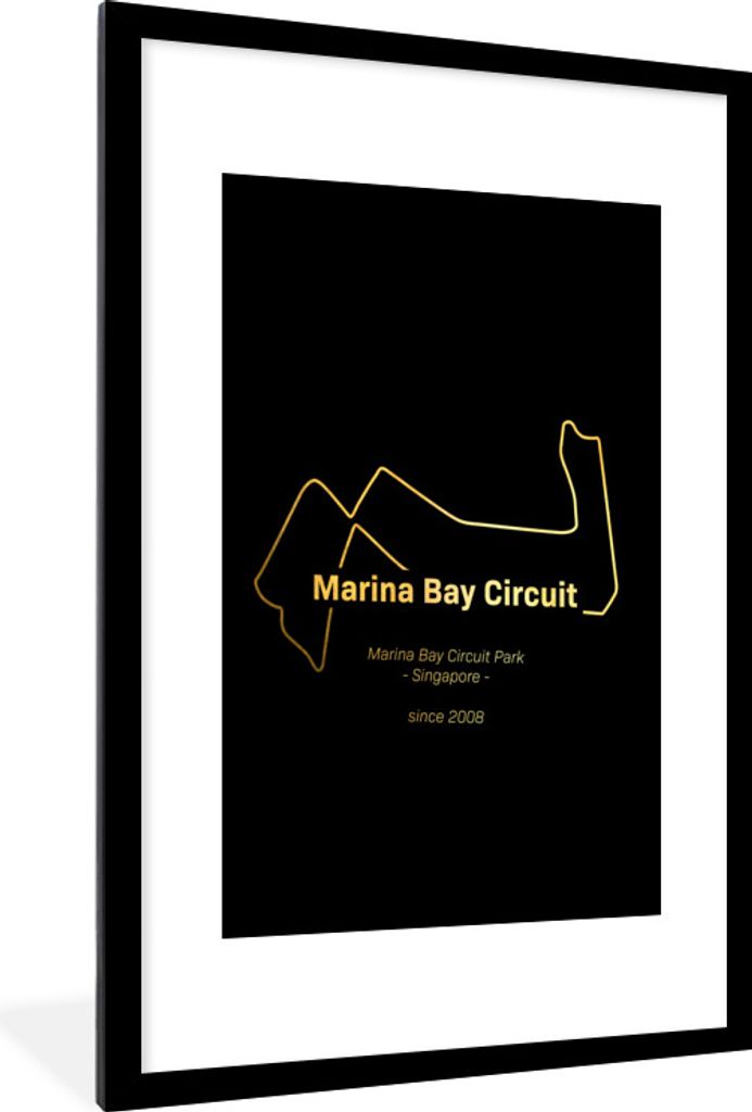 MuchoWow Gerahmtes Poster Singapur - Formel-1-Rennstrecke 60x90 cm - Poster mit Schwarzem Bilderrahmen Wandposter Rahmen Foto Bilder - Dekoration...