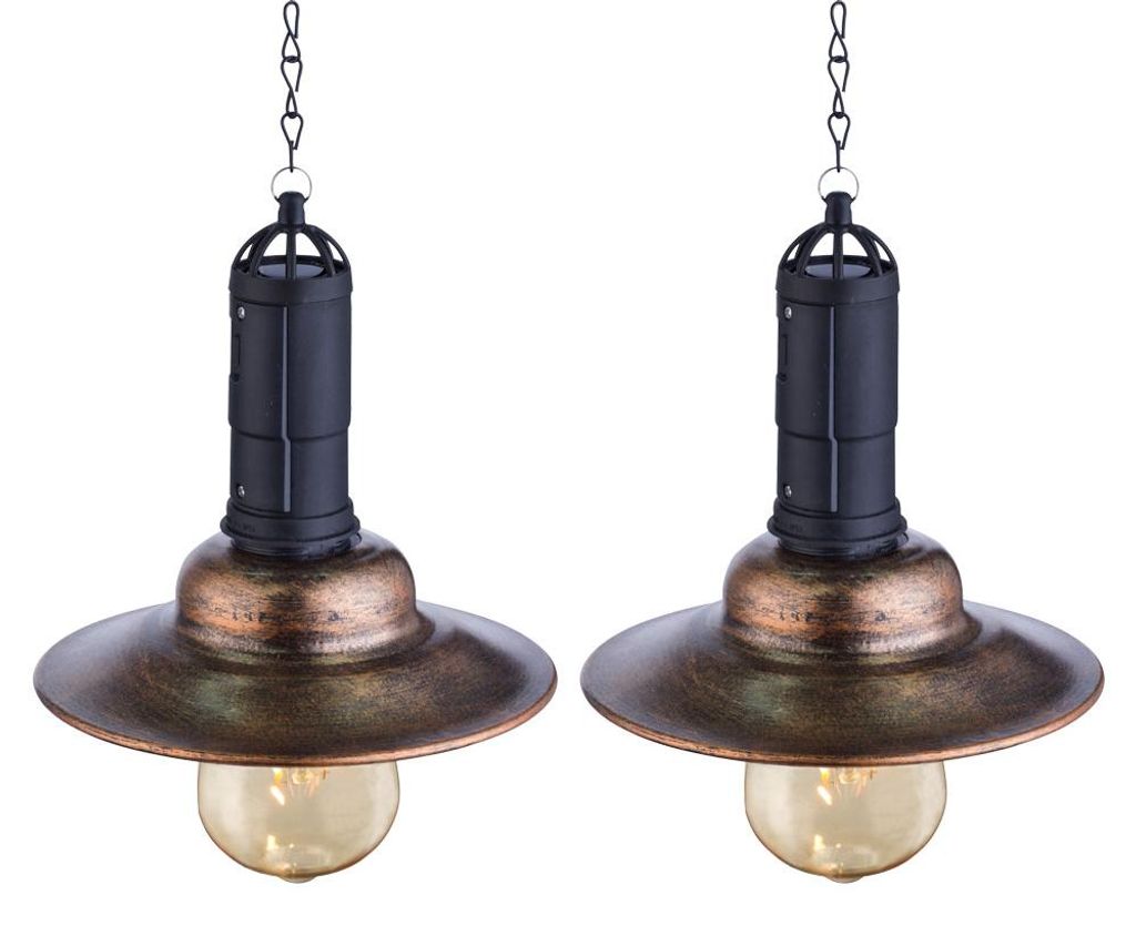 2er Set LED Solar Hängeleuchten, Metall dunkel, Glas klar Produktbild 