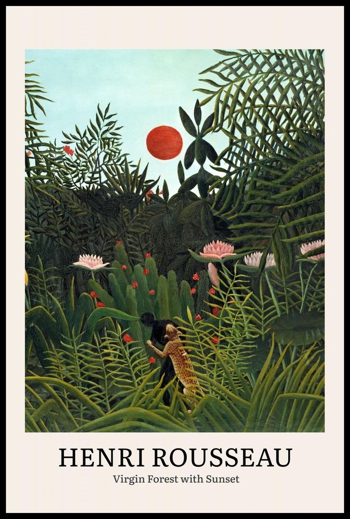Plakat 61x91,5cm Design Virgin Forest, Rousseau Vintage für das Wohnzimmer
