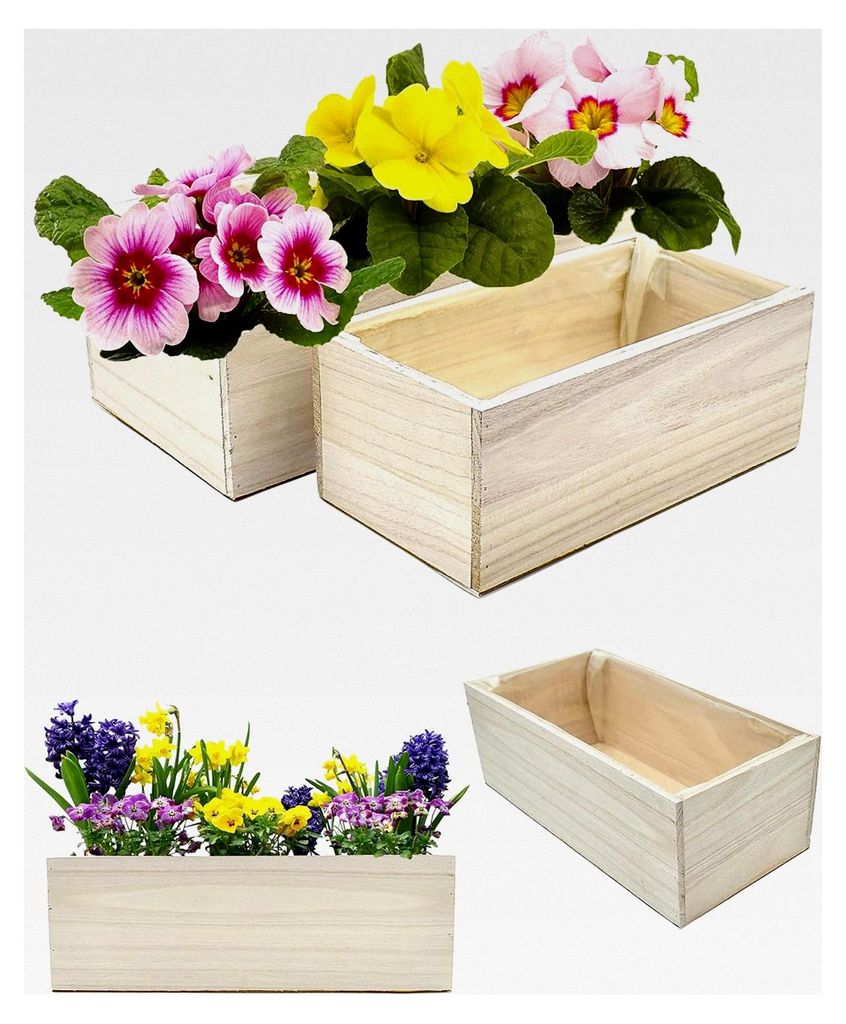 2er Set Pflanzkästen aus Holz für Balkon und Garten