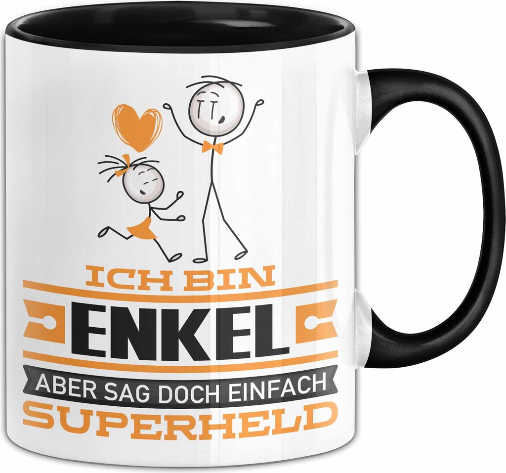Enkel Geschenk Tasse Ich Bin Enkel Aber Sag Doch Einfach Superheld Lustige Geschenkdiee für Enkel Kaffee-Becher (Schwarz)