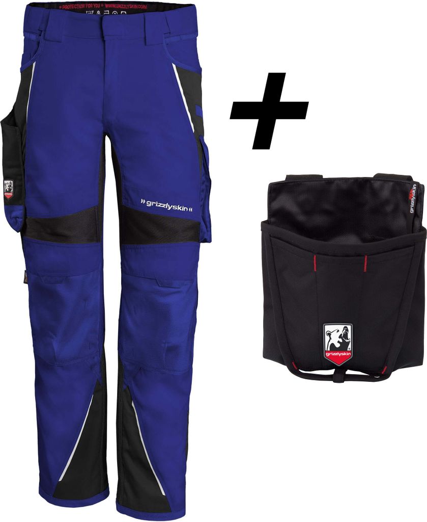 Qualitex Bundhose - BUNDLE IRON Arbeitshose + Workertasche aus Lyocell, Cordura & Stretch - in Farbe: kornblau/schwarz - Herren: 46 - Damen: 40