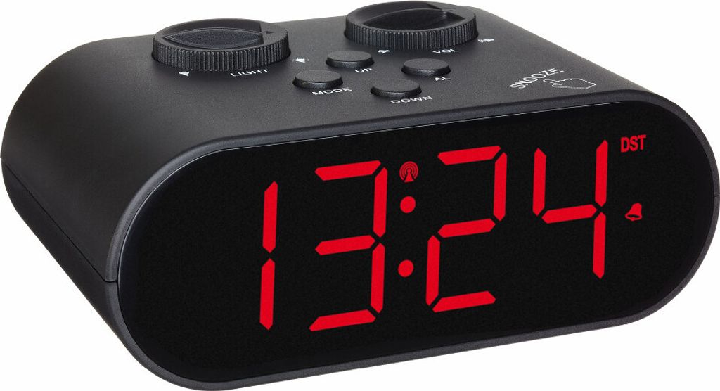 TFA 60.2551.01 Funk Wecker Schwarz Alarmzeiten 1 Produktbild 