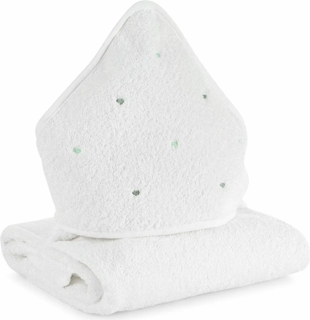 EUROFIRANY | Asciugamano per bambini - asciugamano in spugna - 100 x 100 cm - con cappuccio - cotone - bianco verde