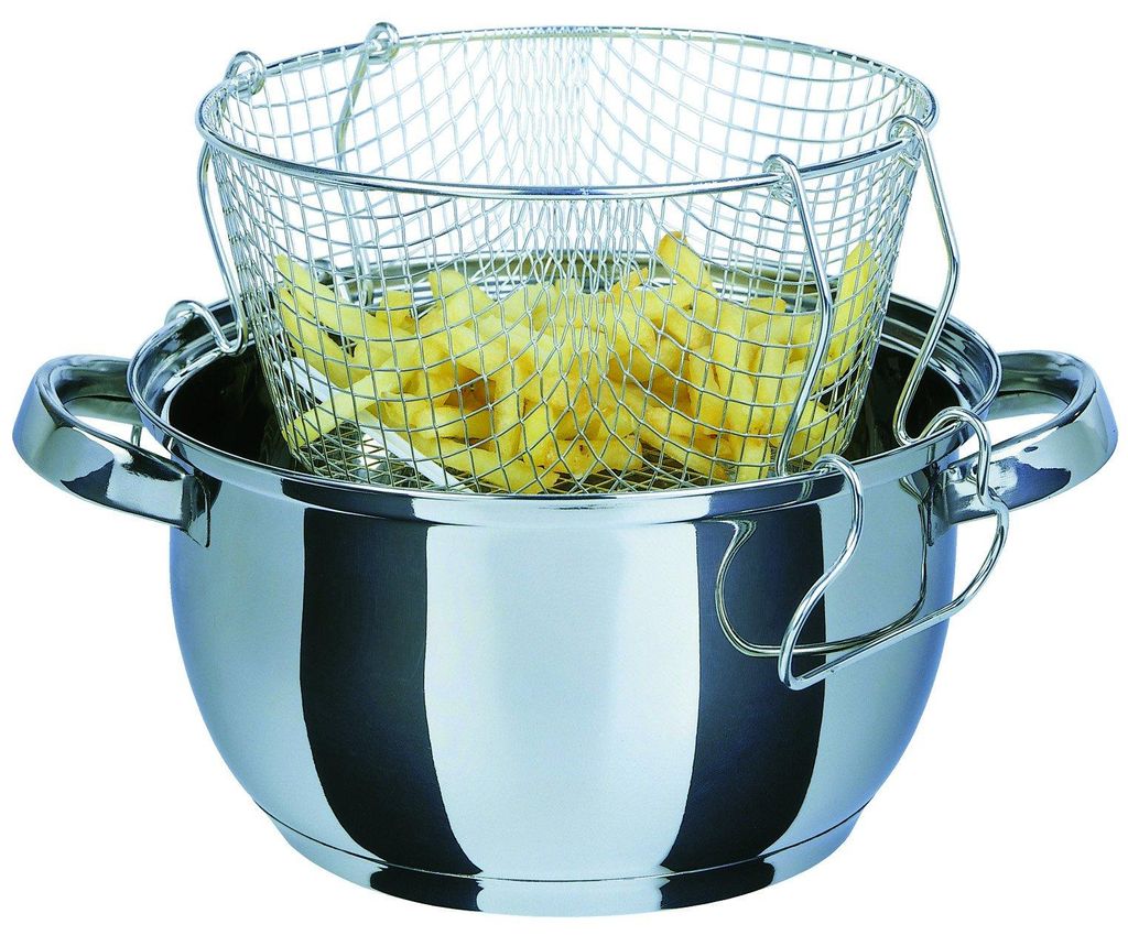 Freidora de acero inoxidable con tapa de vidrio y cesta Imagen del producto 