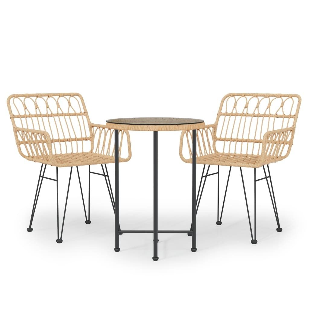 3-tlg. Garten-Essgruppe Poly Rattan
