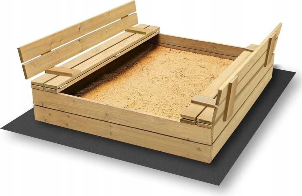 Bac à sable en bois avec bancs naturel 120cm Image du produit 
