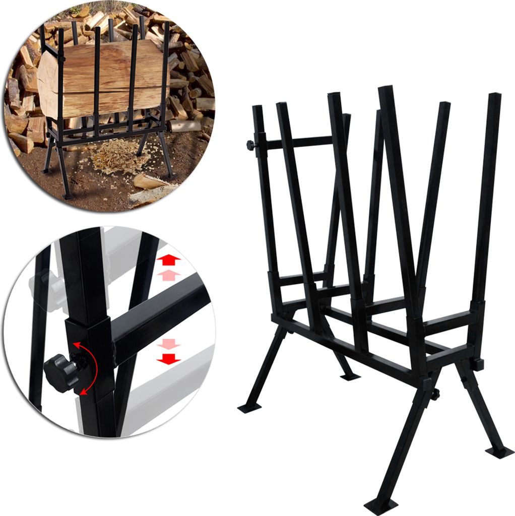 LARS360 Brennholz Sägebock aus Stahl, Robuste Holzfixierung bis 400 kg, Höhenverstellbar & Transportabel, Ideal für Holzsägearbeiten, Inkl. Fes...