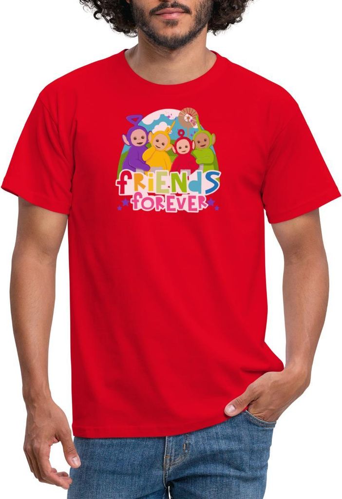Spreadshirt Teletubbies Friends Forever Süßes Design Männer T-Shirt, 3XL, Rot
