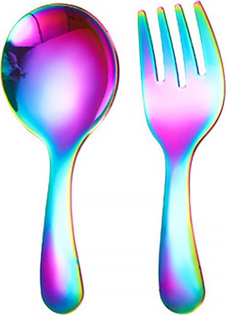 2 Teile/Satz Babylöffel-Gabel-Set aus Edelstahl, kurzer Griff, hochglanzpoliert, Mini-Eiscreme-Dessert-Tee-Suppenlöffel-Gabel-Set, Küchenbesteck...