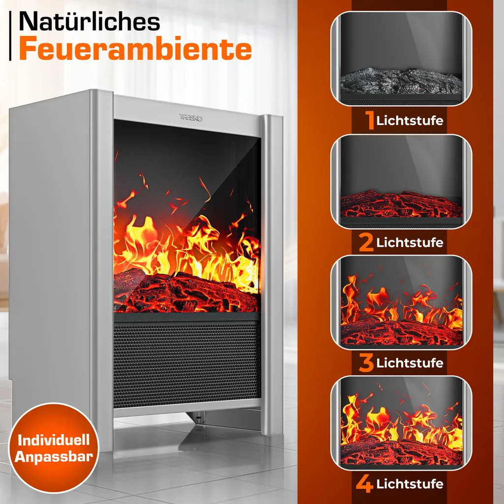 Cheminée Électrique WiFi App 2000W avec Effet Feu de Bois et Timer - 5