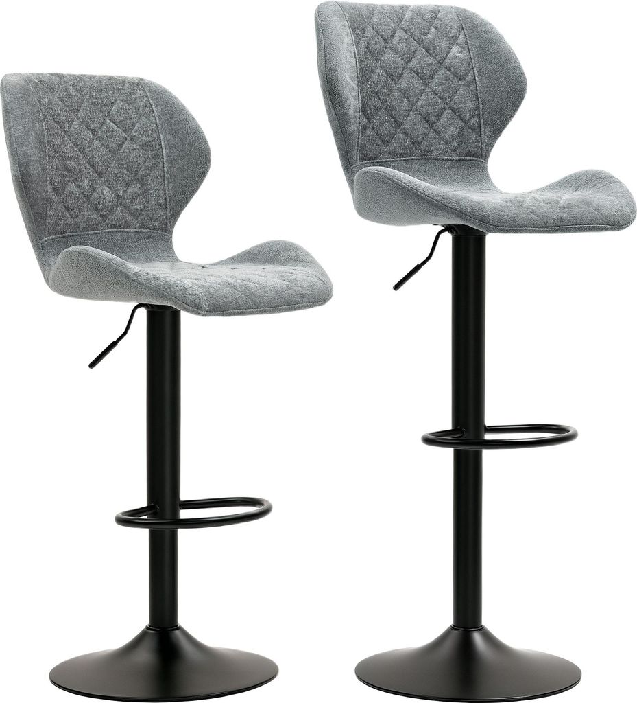 Fortuna Lai Barhocker 2er-Set, Gepolstert Barstuhl mit Lehne, Chenille-Optik, Stahlgestell, Höhenverstellbare Küchenstühle mit Fußstütze 360°...