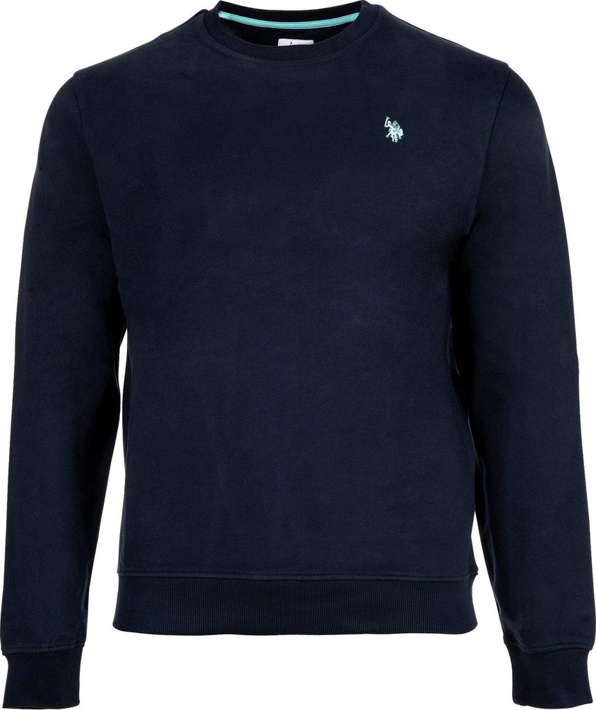 U.S. POLO ASSN. Herren Sweatshirt - Diagonal Fleece Carbon Finish, Rundhals, Baumwolle Dunkelblau XL