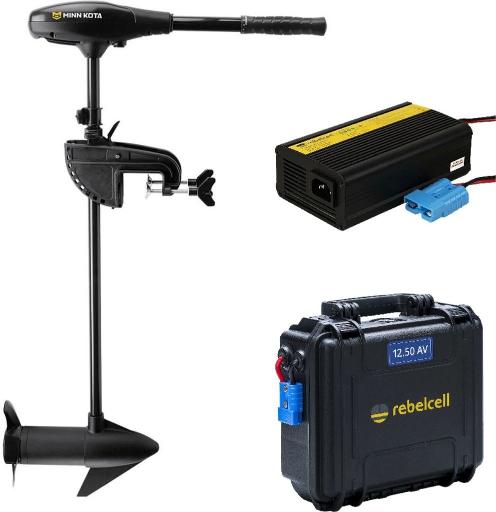 MINN KOTA Endura MAX 55 Elektro-Außenborder mit Akku und Ladegerät : 91cm mit Akku 50AH & 10A Ladegerät