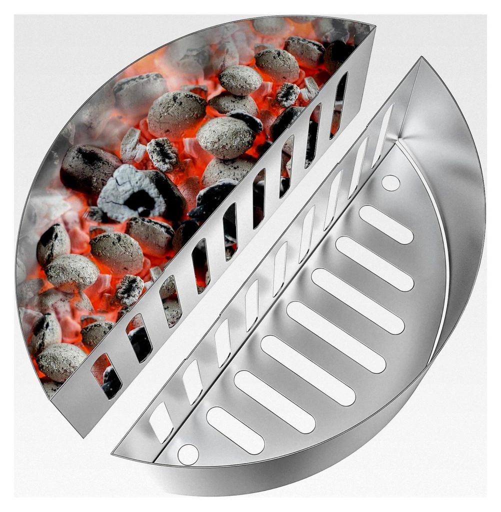 Edelstahl Kohlekorb 2er Set für Kugelgrills und Charcoal Grills, Grillzubehör, Hohe Kapazität, Silber