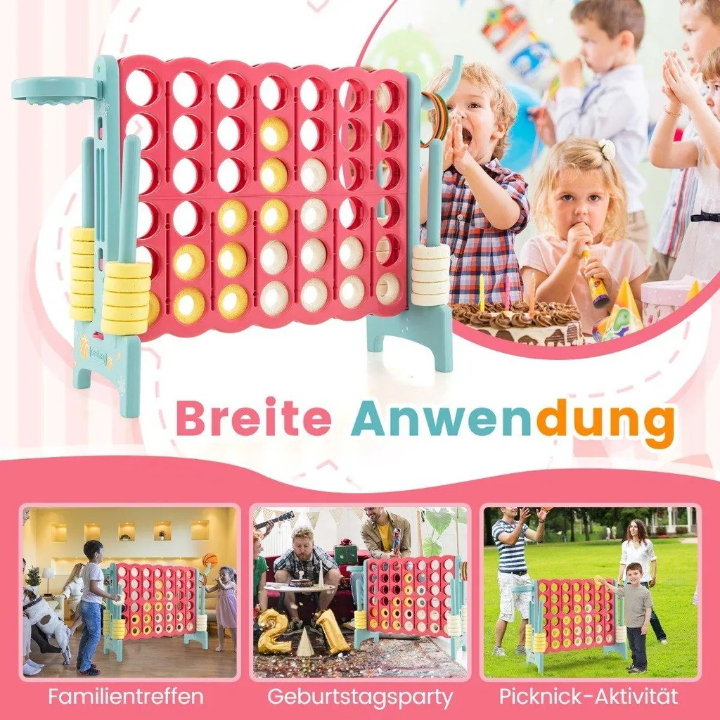 Jeu de Match 4 Géant Bleu Clair avec Panier de Basket Multi-Activités