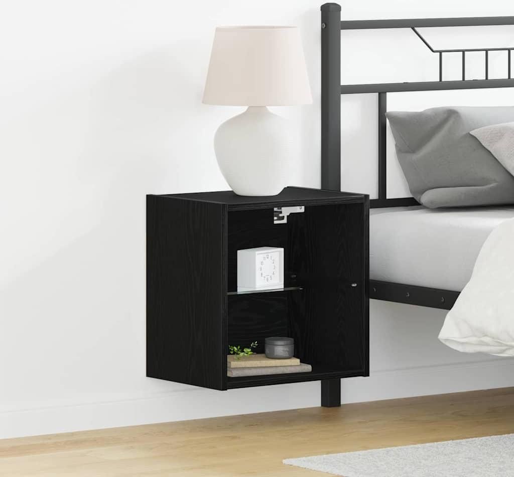 "WINTER SALE"Schwimmendes Regal mit LED-Licht 2 pcs Schwarz Holzwerkstoff DE933688 - Schränke & Zubehör