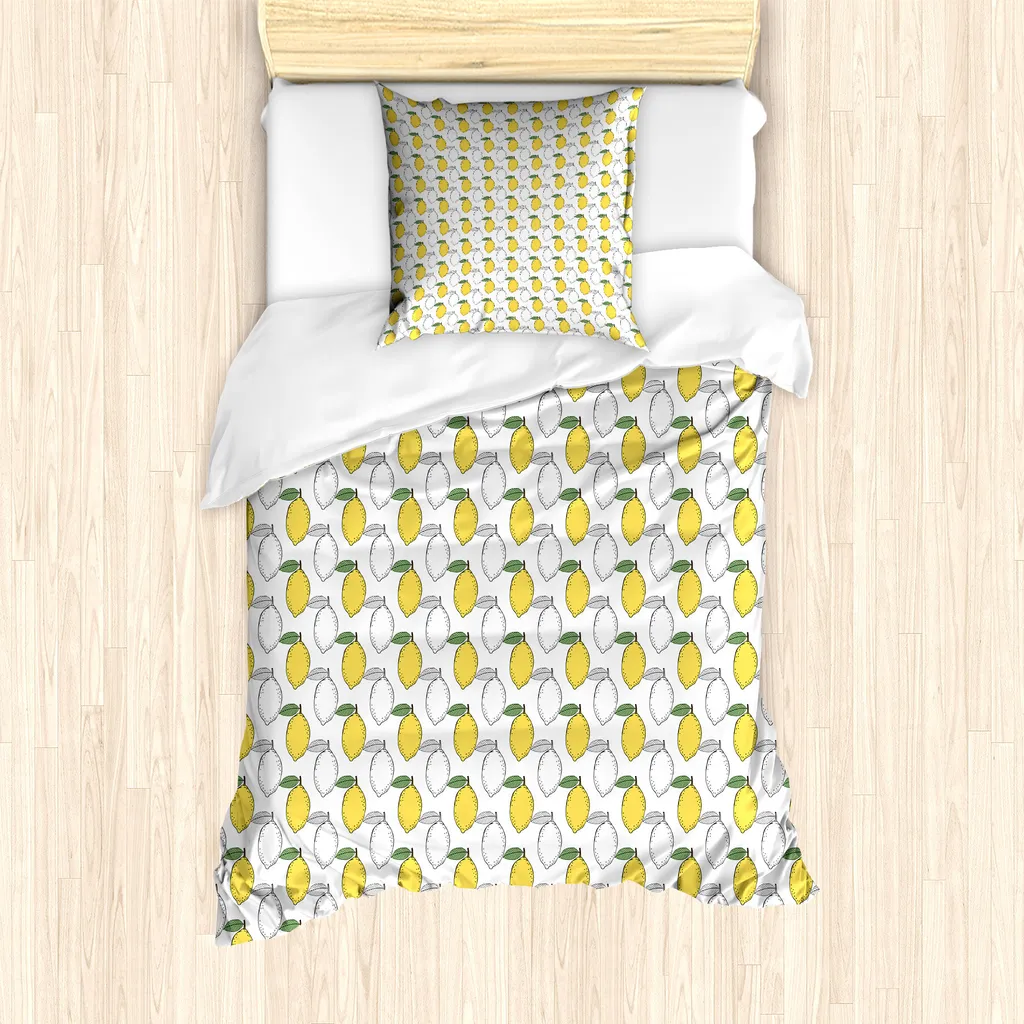ABAKUHAUS Set copripiumino per letto singolo, motivo ispirato al libro dei colori, antiacaro, adatto a chi soffre di allergie, con federa, 135 cm x 200 cm - 80 x 80 cm, verde senape pavone