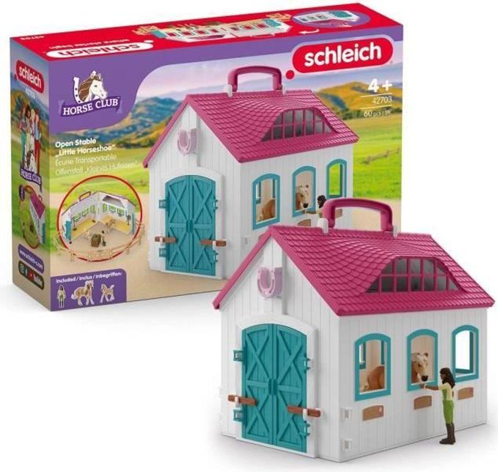 Schleich Horse Club Transportable Pferdebox 42703, Spielset für Kinder ab 4 Jahren, Tragbar