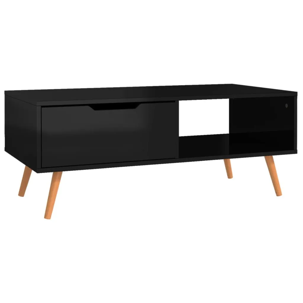 Tavolino Basso Nero Lucido 100x49,5x43 cm - Solido e Facile da Pulire - 4