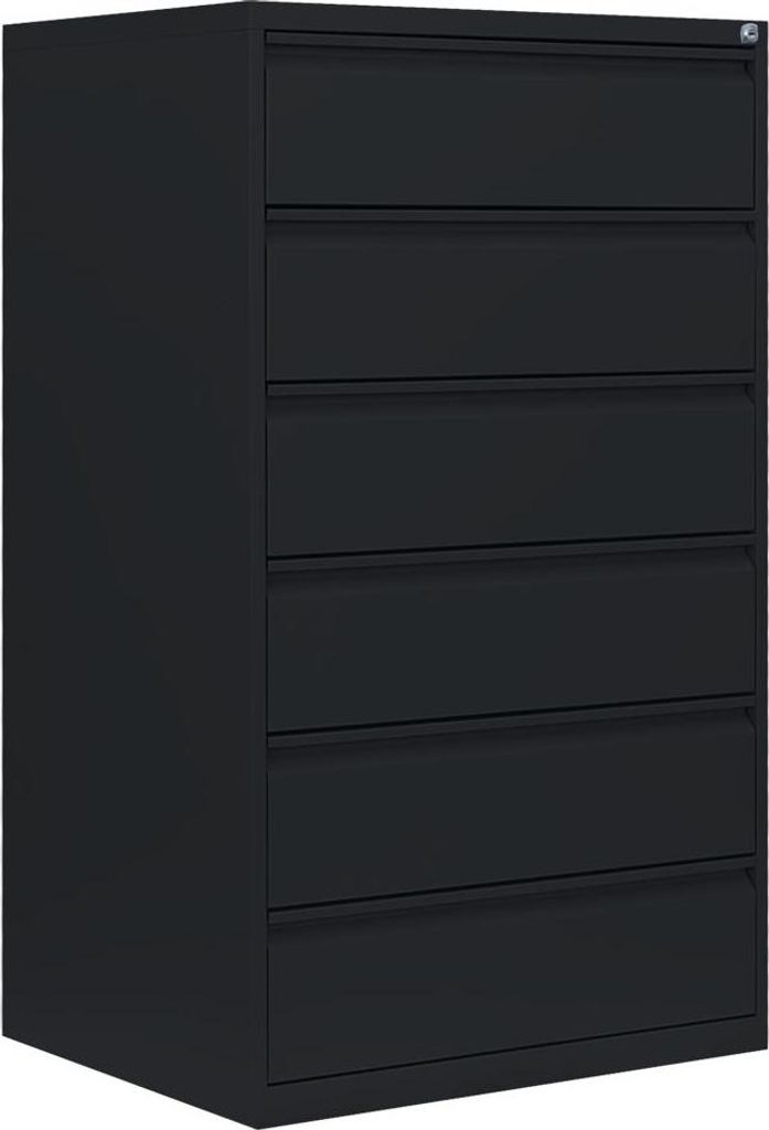 Karteischrank Karteikartenschrank DIN A5 dreibahnig 6 Schubladen Schwarz 565639