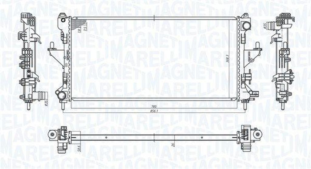 MAGNETI MARELLI 350213198200 Motorkühler OE 1340359080 kompatibel mit Boxer, Ducato, Jumper