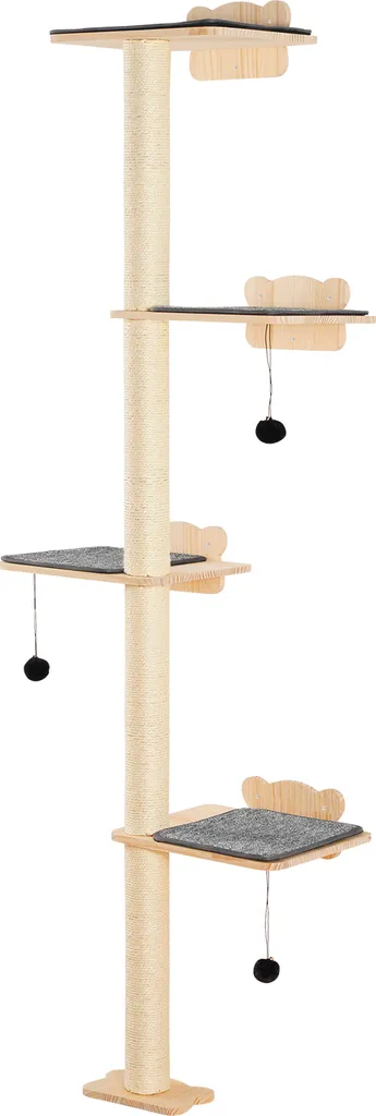 Mobilier Mural pour Chat d'Appartement - Arbre à Chat Gain de Place Pin