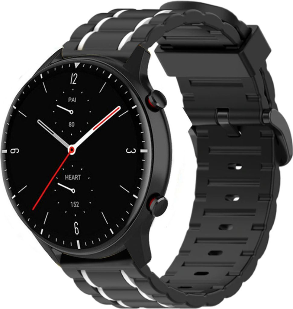 Strap-it Amazfit GTR 2 Sportschnallenarmband (Schwarz/Weiß)