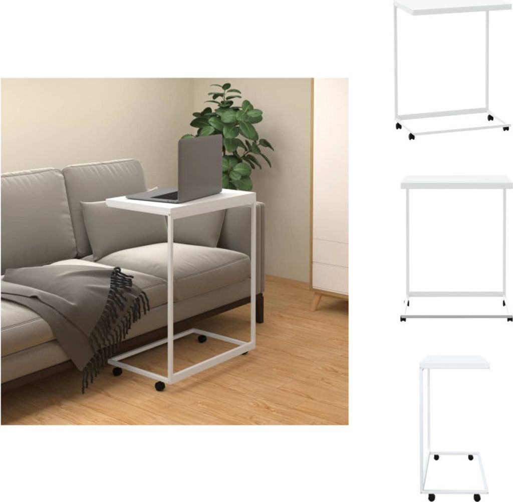 vidaXL Beistelltisch mit Rollen Weiß 55x35x70 cm Holzwerkstoff - Couchtische