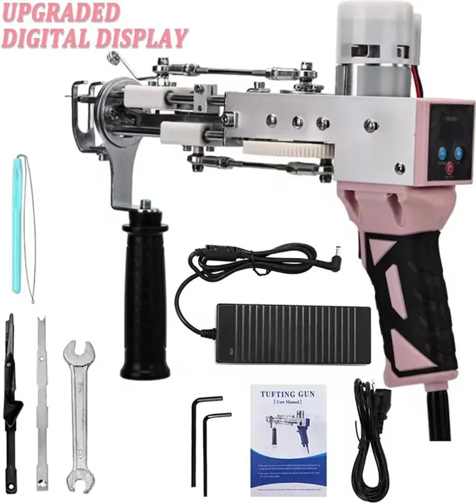 Pistolet à touffeter électrique rose avec écran LCD numérique - Modèle T10