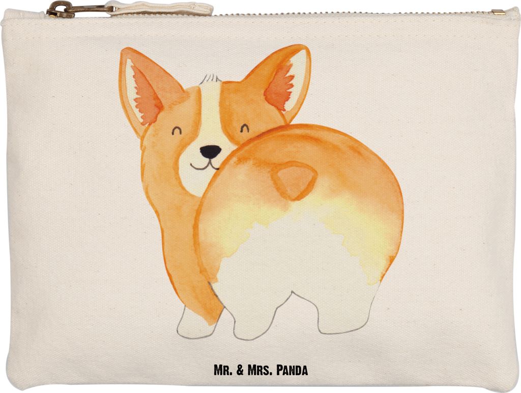 Mr. & Mrs. Panda Kulturtasche Corgi Po Grösse XL Große - Weiß - Geschenk, Stifteetui, pencil case, Hund, Sprüche, Etui, Kulturbeutel, Federmapp...