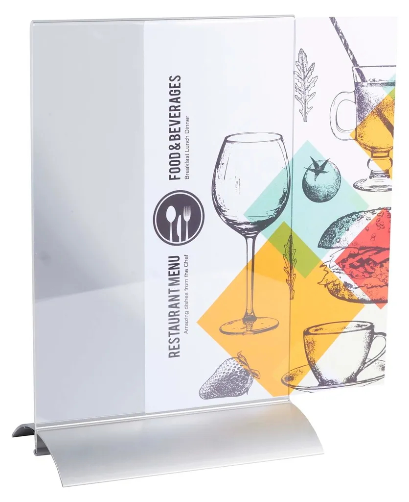 Présentoir de table A5 vertical avec socle alu cristal Exacompta - 5 pcs
