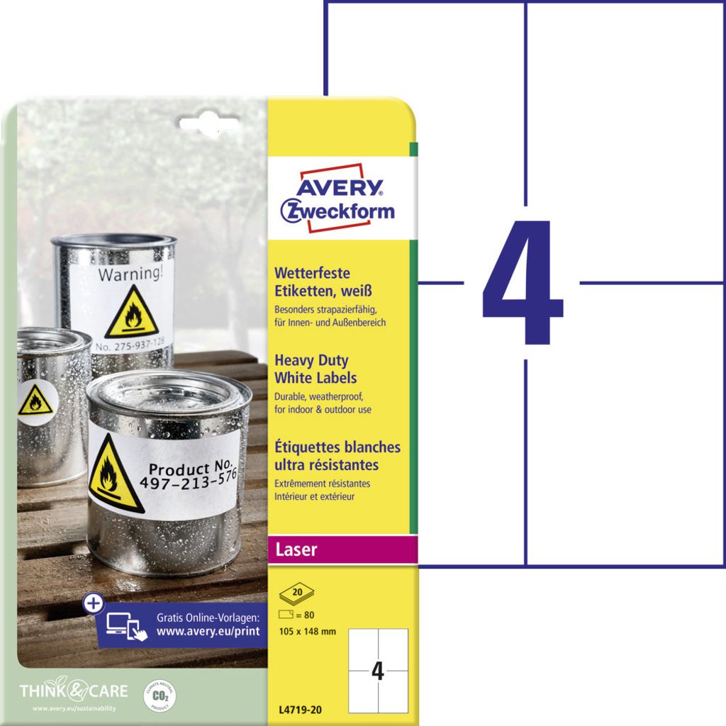 Avery Zweckform L4719-20 Wetterfeste Folien-Etiketten, 105 Produktbild 